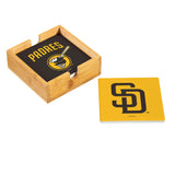 San Diego Padres Coaster Set 4 Piece with Wood Caddy-3