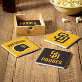 San Diego Padres Coaster Set 4 Piece with Wood Caddy-2