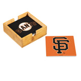 San Francisco Giants Coaster Set 4 Piece with Wood Caddy-0