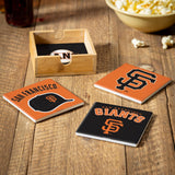 San Francisco Giants Coaster Set 4 Piece with Wood Caddy-1