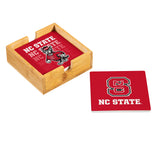 North Carolina State Wolfpack Coaster Set 4 Piece with Wood Caddy-2