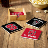 North Carolina State Wolfpack Coaster Set 4 Piece with Wood Caddy-1