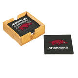 Arkansas Razorbacks Coaster Set 4 Piece with Wood Caddy-0