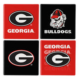 Georgia Bulldogs Coaster Set 4 Piece with Wood Caddy-0