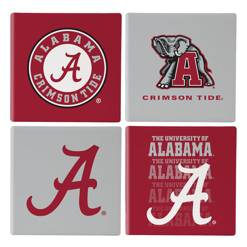 Alabama Crimson Tide Coaster Set 4 Piece with Wood Caddy-0