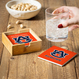 Auburn Tigers Coaster Set 4 Piece with Wood Caddy-3