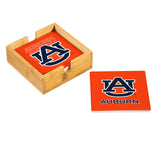 Auburn Tigers Coaster Set 4 Piece with Wood Caddy-2