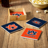 Auburn Tigers Coaster Set 4 Piece with Wood Caddy-1