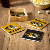Missouri Tigers Coaster Set 4 Piece with Wood Caddy-1