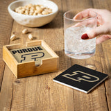 Purdue Boilermakers Coaster Set 4 Piece with Wood Caddy-3