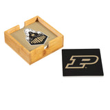 Purdue Boilermakers Coaster Set 4 Piece with Wood Caddy-2