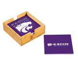 Kansas State Wildcats Coaster Set 4 Piece with Wood Caddy-2