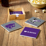 Kansas State Wildcats Coaster Set 4 Piece with Wood Caddy-0