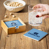 North Carolina Tar Heels Coaster Set 4 Piece with Wood Caddy-3