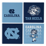 North Carolina Tar Heels Coaster Set 4 Piece with Wood Caddy-1