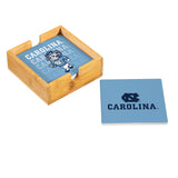North Carolina Tar Heels Coaster Set 4 Piece with Wood Caddy-2