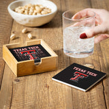 Texas Tech Red Raiders Coaster Set 4 Piece with Wood Caddy-3