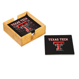 Texas Tech Red Raiders Coaster Set 4 Piece with Wood Caddy-2