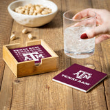 Texas A&M Aggies Coaster Set 4 Piece with Wood Caddy-3