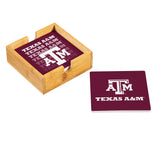 Texas A&M Aggies Coaster Set 4 Piece with Wood Caddy-2