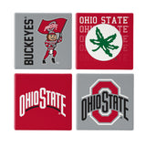 Ohio State Buckeyes Coaster Set 4 Piece with Wood Caddy-0