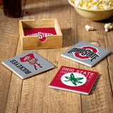 Ohio State Buckeyes Coaster Set 4 Piece with Wood Caddy-1