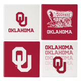 Oklahoma Sooners Coaster Set 4 Piece with Wood Caddy-0