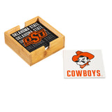 Oklahoma State Cowboys Coaster Set 4 Piece with Wood Caddy-0