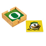 Oregon Ducks Coaster Set 4 Piece with Wood Caddy-0