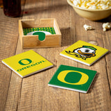Oregon Ducks Coaster Set 4 Piece with Wood Caddy-1