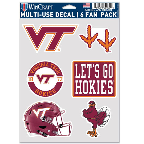 Virginia Tech Hokies Decal Multi Use Fan 6 Pack-0