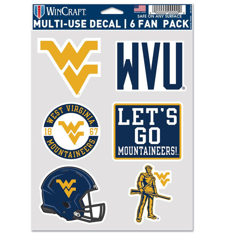 West Virginia Mountaineers Decal Multi Use Fan 6 Pack-0