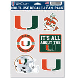 Miami Hurricanes Decal Multi Use Fan 6 Pack-0