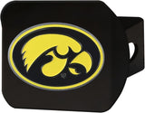 Iowa Hawkeyes Hitch Cover Color Emblem on Black-0