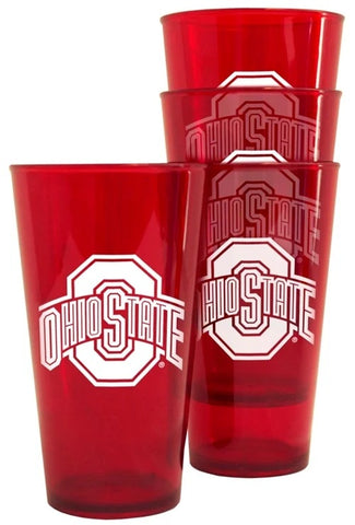 Ohio State Buckeyes Glass 16oz Pint Plastic 4 Pack-0