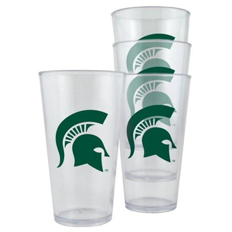 Michigan State Spartans Glass 16oz Pint Plastic 4 Pack-0