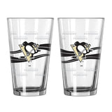 Pittsburgh Penguins Glass Pint Satin Etch 2 Piece Set-0