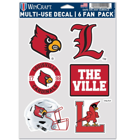 Louisville Cardinals Decal Multi Use Fan 6 Pack-0