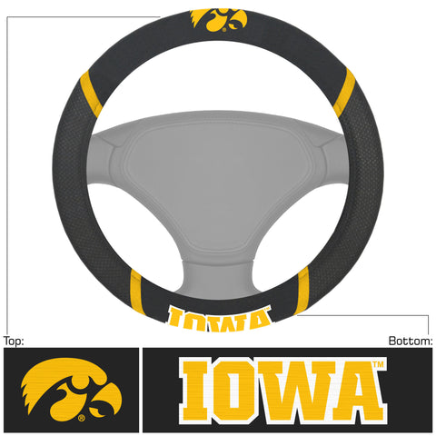 Iowa Hawkeyes Steering Wheel Cover Mesh/Stitched Special Order-0