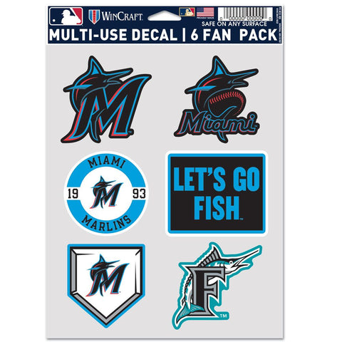 Miami Marlins Decal Multi Use Fan 6 Pack-0