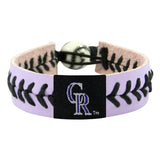 Colorado Rockies Bracelet Team Color Lavender Leather Black Thread Baseball CO-1