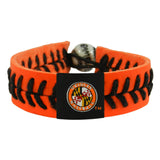 Baltimore Orioles Bracelet Team Color Baseball Jersey Sleeve Logo Orange Leather Black Thread CO-0