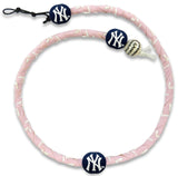 New York Yankees Necklace Frozen Rope Baseball Leather Pink CO-0