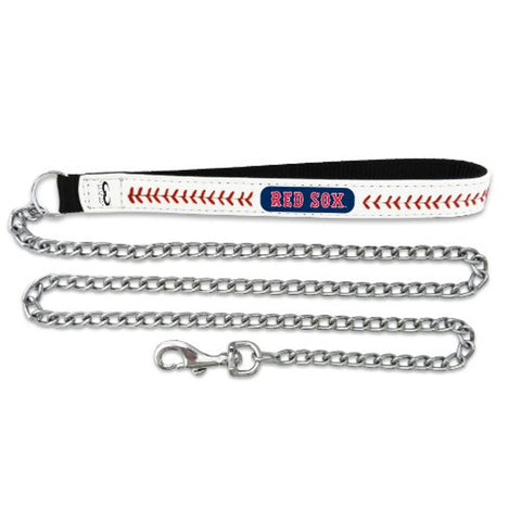 Boston Red Sox Pet Leash Leather Chain Baseball Size Medium CO-0