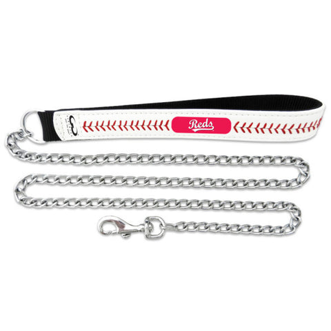 Cincinnati Reds Pet Leash Leather Chain Baseball Size Medium CO-0