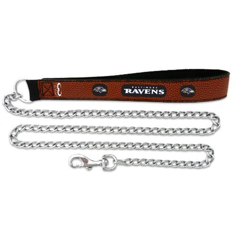 Baltimore Ravens Pet Leash Leather Chain Football Size Large CO-0