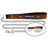 Denver Broncos Pet Leash Football Leather Chain Size Medium-0