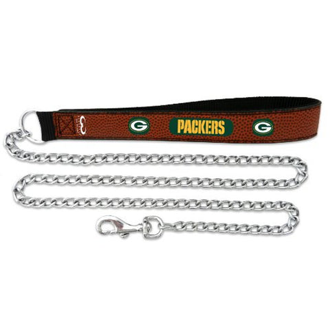 Green Bay Packers Pet Leash Leather Chain Football Size Large-0