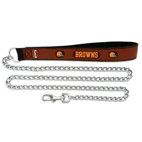 Cleveland Browns Pet Leash Leather Chain Football Size Large Alternate-0