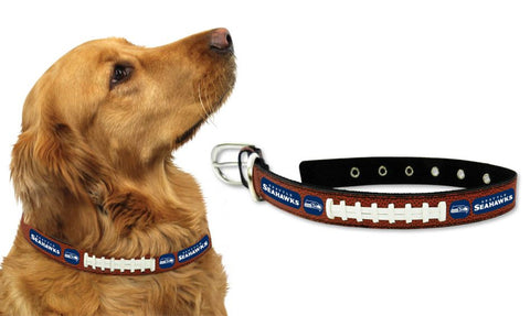 Seattle Seahawks Pet Collar Leather Classic Football Size Medium CO-0